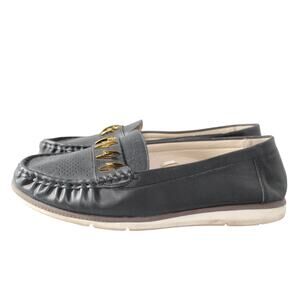 Comfort by Alexis Bendel Lightning Bolt Slip On Loafers Black Gold Size 11